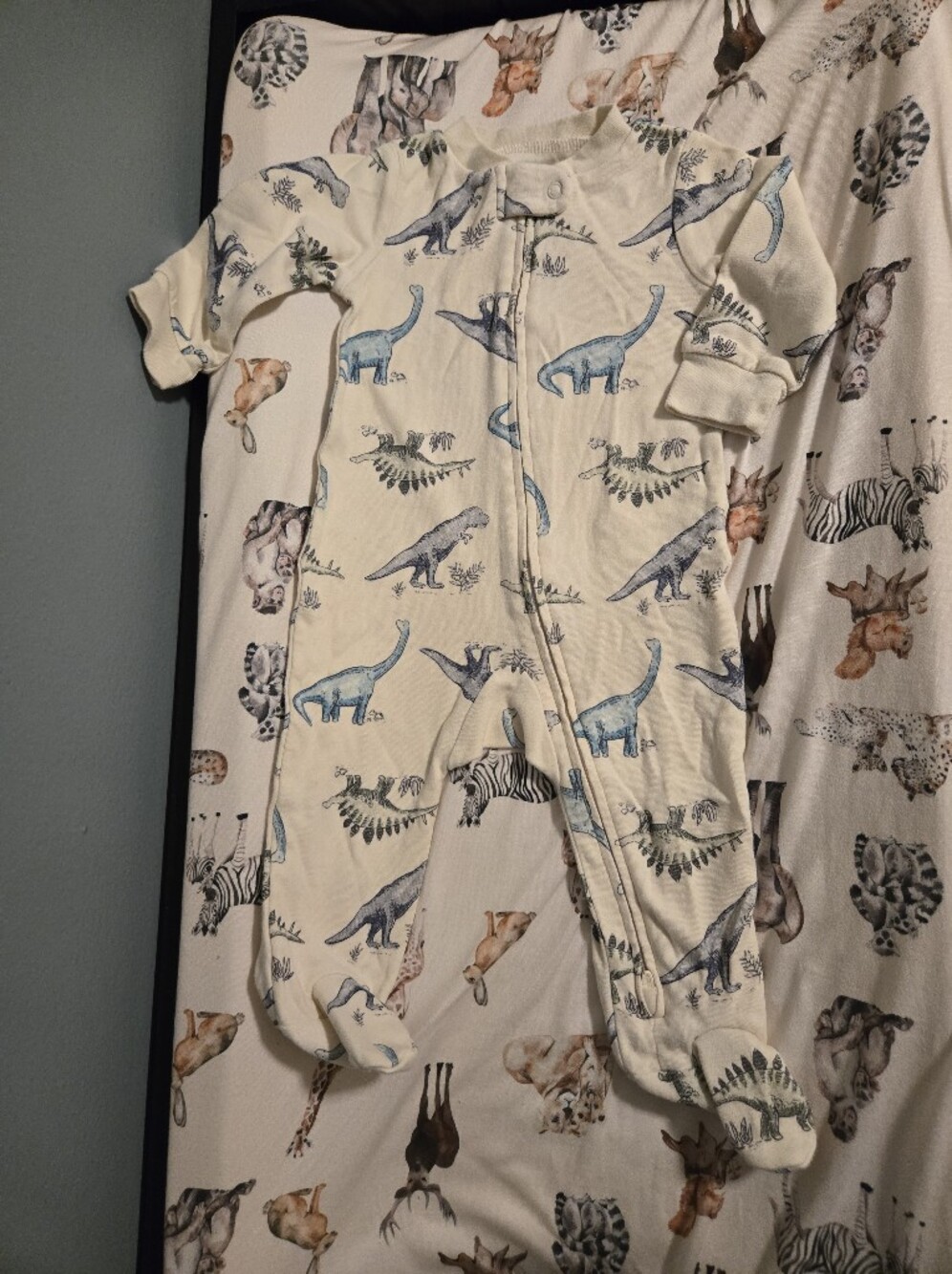 Kids Cream Dinosaur Footed One-Piece
